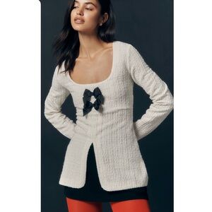 NWT Maeve Double-Bow Scooped Split Front Top